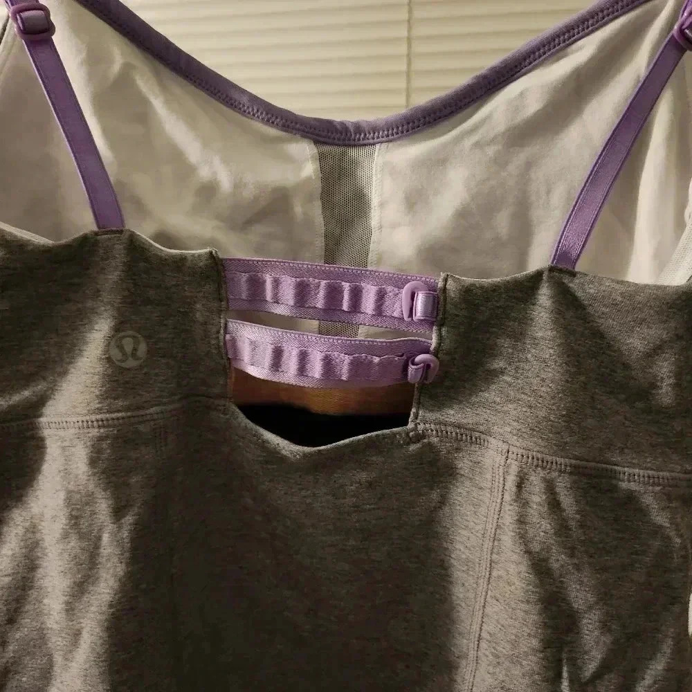 Lululemon Workout tank top gray, purple size 6 - Picture 4 of 7